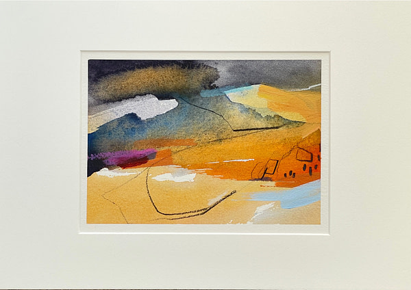original abstract mixed media landscape painting from #100daysofborrowedcolour - day 028